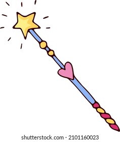 Cute magic wand. Fantasy symbol. Fairy stick