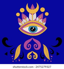 Cute Magical eye symbol and moon tattoo