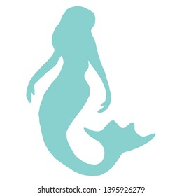 Cute magical mermaid silhouette cartoon vector illustration motif set. Hand drawn isolated marine mythology elements clipart for nautical blog, underwater graphic, seaweed web buttons.