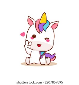 Cute magical unicorn cartoon vector. Pony pegasus cartoon kawaii animal. Isolated on a white background. 
