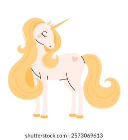 Cute magical unicorn. Flat vector illustration.