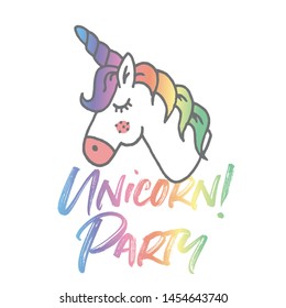 Cute magical unicorn hand drawn illustration