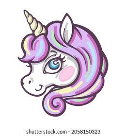 Cute magical Unicorn mascot Vector Illustration for children