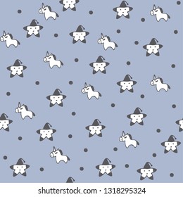 Cute magical unicorn on a cloud, rainbow, star. Vector design isolated. Illustration for children. 