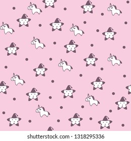 Cute magical unicorn on a cloud, rainbow, star. Vector design isolated. Illustration for children. 