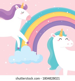 cute magical unicorn rainbow cloud dream animal cartoon