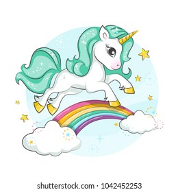 Cute Magical Unicorn Rainbow Vector Design Stock Vector (Royalty Free ...