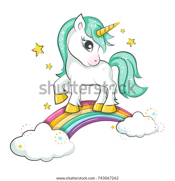 Cute Magical Unicorn Rainbow Vector Design Stock Vector Royalty