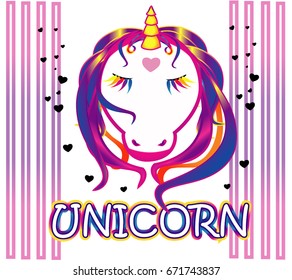 Cute magical unicorn, sweet kids graphics for t-shirts