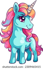 Cute magical unicorn, Vector design isolated on white background