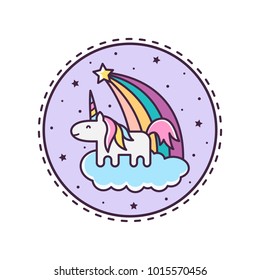 Cute Magical Unicorn. Vector illustration.
