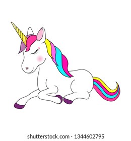 Cute magical unicorn, vector illustration.