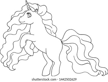 Cute magical unicorn. Vector illustration for coloring book pages for adults and kids