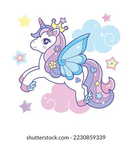 cute magical unicorn vector illustration.