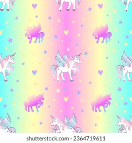 Cute magical unicorn with wings. Illustration for children. Vector design isolated on white background. Romantic hand drawing illustration for children.