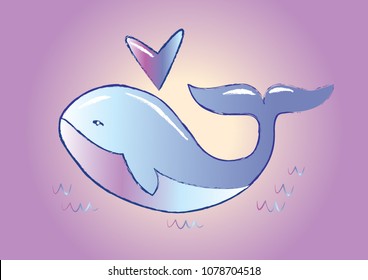 Cute Magical whale. Vector Design