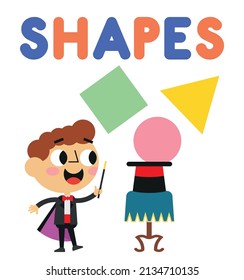 Cute magician vector on the theme of shapes for kids