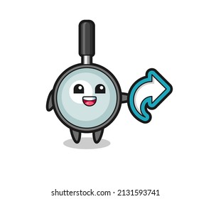 cute magnifying glass hold social media share symbol , cute style design for t shirt, sticker, logo element