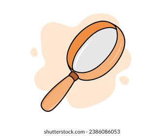 Cute magnifying glass  isolated on white background flat color cartoon style.