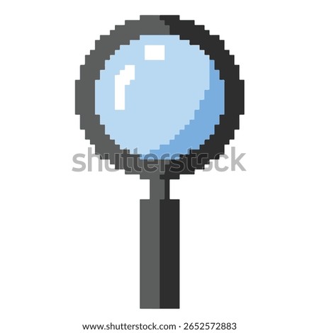 Cute magnifying glass pixels. Cute and adorable colored pixels. Perfect for game assets, icons, and more. A magnifying glass with a modern design.