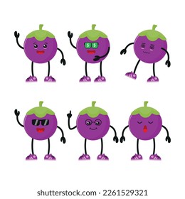 cute magosteen fruit kawaii activity vector illustration 