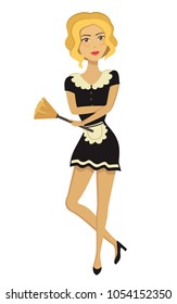 Cute maid character, vector illustration