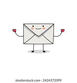 Cute mail cartoon character spreading love doodle