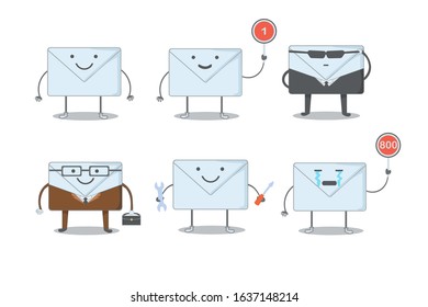 Cute mail characters in various expressions.