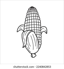 Cute Maize With coloring book pages picture,Maize line art,Maize outline drawing vector illustration,Maize vector line art,line drawing.