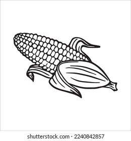 Cute Maize With coloring book pages picture,Maize line art,Maize outline drawing vector illustration,Maize vector line art,line drawing.