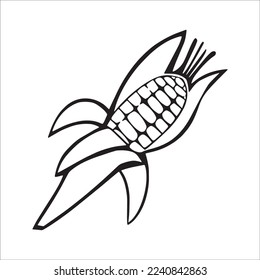 Cute Maize With coloring book pages picture,Maize line art,Maize outline drawing vector illustration,Maize vector line art,line drawing.