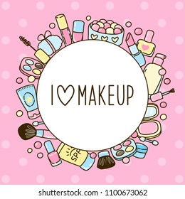 Cute makeup round  frame for Your design