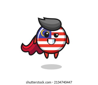 the cute malaysia flag badge character as a flying superhero , cute style design for t shirt, sticker, logo element