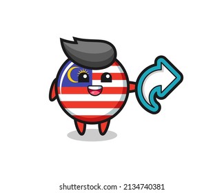 cute malaysia flag badge hold social media share symbol , cute style design for t shirt, sticker, logo element
