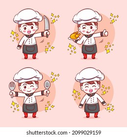 Cute-Männchen-Kochsets Vektor