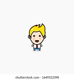 Cute male chibi cartoon people character.