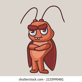 Cute Male Cockroach Look Cool. Isolated Cartoon Animal Nature Illustration. Flat Style Suitable For Sticker Icon Design Premium Logo Vector. Mascot Character