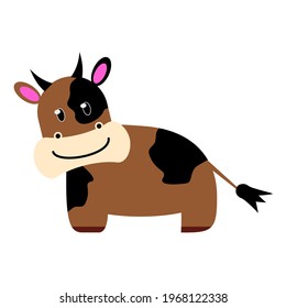 a cute male cow cartoon. for education, advertizing, children's books, backgrounds, animations, textures, poster and decorations. a simple flat vector design.