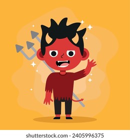 Cute male demon halloween costume character Vector illustration