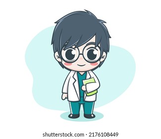 Cute male doctor cartoon illustration