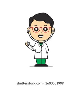 Cute male doctor Character with the stethoscope