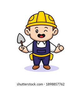 Cute Male Kid Construction Worker Costume Stock Vector (Royalty Free ...