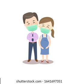 Cute Male and Maternity Wear Face Mask Vector