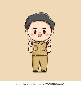 cute male teacher character with both hands okay