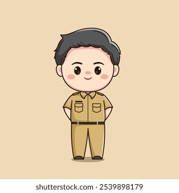 cute male teacher character with finger hands