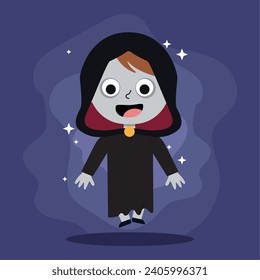 Cute male warlock halloween costume character Vector illustration