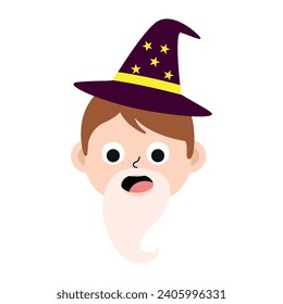 Ilustración de vectores de vástago de halloween con mago masculino lindo