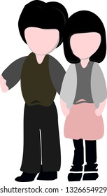 Cute male-female cartoons, vector images, decorative pictures, space for text or pictures