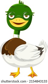 Cute mallard duck cartoon character illustration