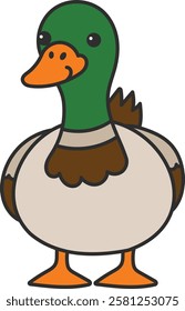 Cute mallard duck illustration isolated on white
